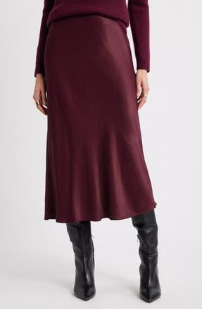 Nordstrom Bias Cut Satin Skirt in Burgundy Royale at Nordstrom Rack, Size Xx-Large