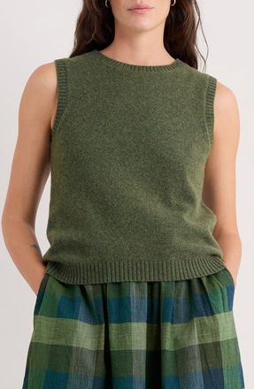 Seasalt Cornwall East View Merino Wool Blend Sweater Vest in Light Olive at Nordstrom, Size 16 Us