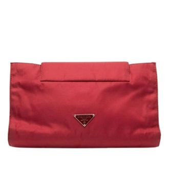 Prada Pre-owned Nylon Pouch - Dames - Pre-owned - Rood - Maat: ONE Size Nylon