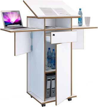 VCM Vcm - Consola De Altavoz M&oacute;vil Wood Dimensiones Aprox. Al. 107 A 128 Cm X An. 60 A 123 Cm X P. 44 Cm Desplazable Con Caj&oacute;n Escritorio De Pie Mesa De P