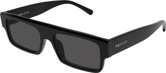 Alexander McQueen Rechthoekige Zonnebril - Heren - Zonnebrillen - Zwart - 55 MM - Accessoires