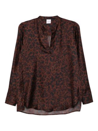 Caliban animal-print blouse - women - Fabric - 46 - Brown