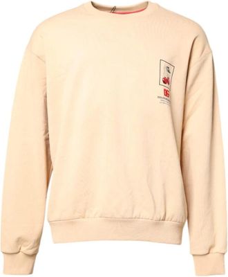 Dolce & Gabbana Sweatshirt met kersenprint en ronde hals - Heren - Sweatshirts - Beige - 2XL - Katoen - Hoodies & sweatvesten