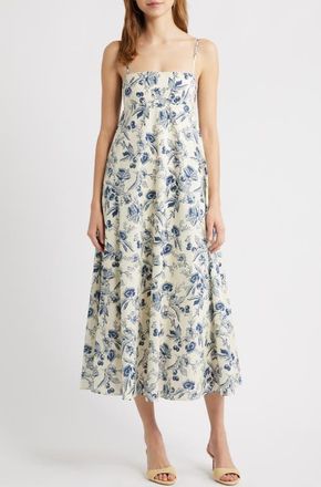 Nia Clove Floral Midi Sundress in Navy at Nordstrom, Size X-Large