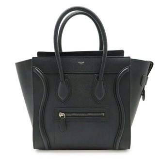 Celine Black Leather Handbag Tote Bag (Pre-Owned)