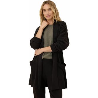 Pact Organic Cotton Airplane Wrap Cardigan in Black at Nordstrom, Size X-Large