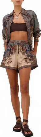 Zimmermann Womens Ascension Relaxed Short In Blue Cream Indienne Floral