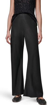 DKNY Linen Blend Ankle Wide Leg Pants in Black at Nordstrom, Size X-Small