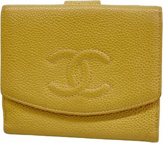 Chanel Beige Grained Calfskin Wallet (Bi-Fold) (Pre-Owned)
