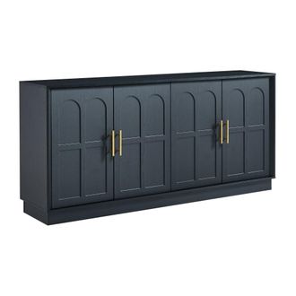 Urban Meuble Aparador grande negro con arcos tallados y detalles dorados