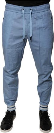 Dolce & Gabbana Broeken, Heren, Blauw, S, Katoen, Blauwe Katoenen Jogger Trainingsbroeken met Trekkoord