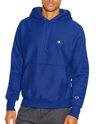 Champion Mens Graphic Powerblend Fleece Pullover Hood Sweatshirt, Surf The Web Script, XL
