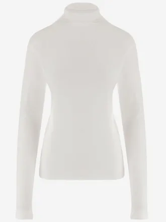 Vince Womens Turtleneck Stretch Modal White Sweater
