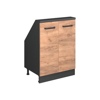 Vicco Armario De Cocina Para Techo Inclinado R-line, Oro Power Roble/antracita, 60 Cm Con 2 Puertas, Vicco