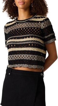 Steve Madden Wila Striped Open Knit Crop Sweater in Multi at Nordstrom, Size X-Small