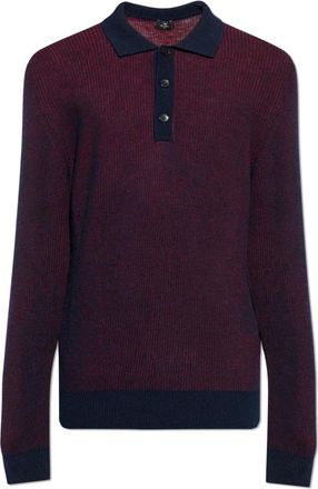 Etro Lange mouw polo - Heren - Polos - Rood - S - Wol - Tops