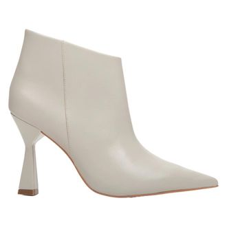 Estro & Luminara Light Grey Leather Ankle Boots with Funnel Heel - female - Estro - Heeled Boots - Gray - 9 UK - Shoes