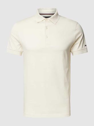 Tommy Hilfiger Regular Fit Poloshirt mit Logo-Stitching in Offwhite, Größe XXL