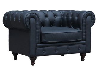 Habitat & Jardin Sill&oacute;n estilo chesterfield de 1 plaza negro de poliuretano acolchado