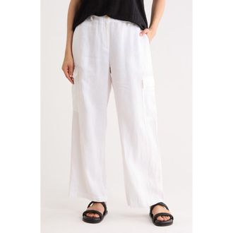 Eileen Fisher Wide Cargo Organic Linen Pants in White at Nordstrom Rack, Size X-Small