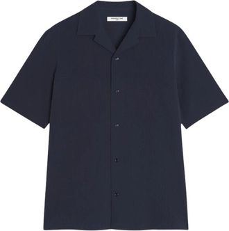 Maison Kitsun&eacute; Seersucker Resort Shirt - Heren - Korte mouwen Overhemden - Blauw - L - Overhemden