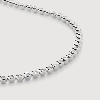 Monica Vinader Sterling Silver Round Diamond Tennis Necklace Lab Grown Diamond