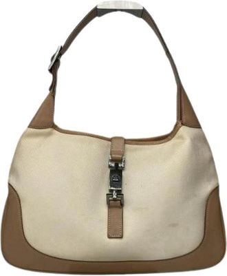 Gucci Pre-owned Leather gucci-bags - Dames - Vintage Schoudertas - Beige - ONE Size - Vintage