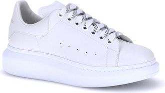 Alexander McQueen Mens White Calf Leather Bos Taurus Platform Sneakers