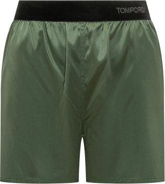 Tom Ford Stretch Silk Satin PJ Shorts - Dames - Onderbroek - Groen - S - Satijn - Ondergoed