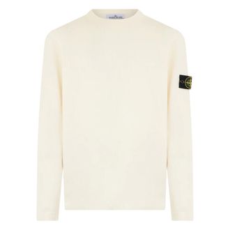 Stone Island Round-neck Knitwear, male, Beige, Size: 2XL Cotton Sweater