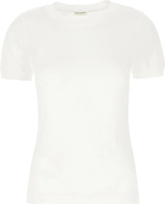 Saint Laurent Cassandre T-Shirt - Dames - T-shirts - Wit - XL - Katoen - Tops