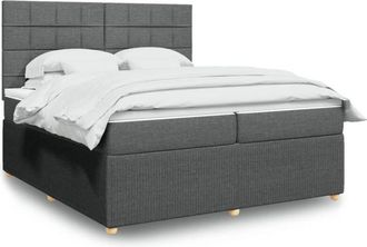 vidaXL Cama Box Spring Con Colch&oacute;n Tela Gris Oscuro 200x200 Cm Vidaxl