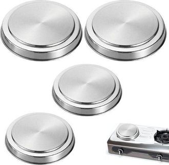 OEM Protector De Cocina El&eacute;ctrica, Tapa De Acero Para Placa De Cocci&oacute;n, Juego De 4, Acero Inoxidable, &Oslash;16 Y 20 Cm, Mate