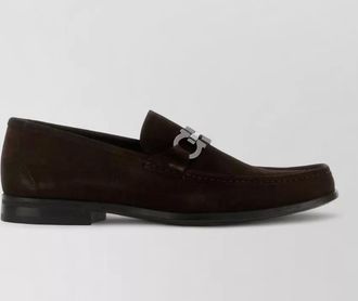 Ferragamo loafers metal hardware round toe design