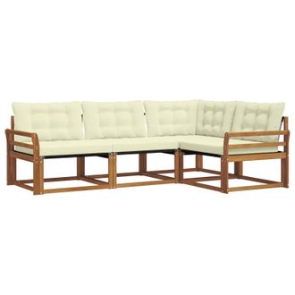 vidaXL Conjunto De Sof&aacute;s De Exterior Con Coj&iacute;n 4 Pcs Natural Y Crema Vidaxl