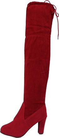 Generic Knee High Boots Women Block Heel Stretch Long Riding Wide Fit High Boots Sexy Over The Knee Boot Warm Faux Suede Zip Winter Shoes