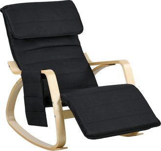 HOMCOM Rocking Chair Recliner Armchair With Adjustable Footrest - Black | TJ Hughes