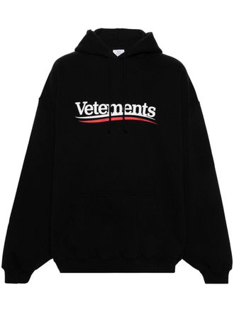 VETEMENTS logo-print cotton blend hoodie - unisex - Polyester/Cotton - S - Black