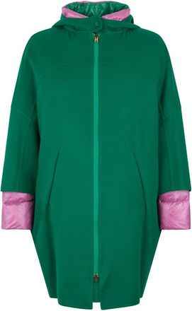 Herno 2-in-1 Double Wool en Reversible Nylon Ultralight Parka - Dames - Parka Jassen - Groen - S - Nylon - Jassen