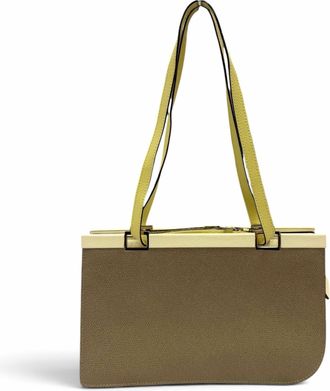 Valextra Beige Ivory Yellow Leather Handbag Tote Bag (Pre-Owned)