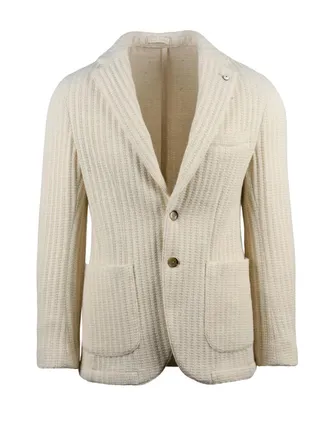 L.B.M. 1911 Textured Ribbed Wool Blend Blazer with Modern Silhouette