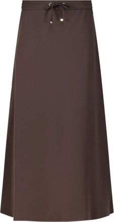 Herno Rokken, Dames, Bruin, 3Xs, Satijn, Satin Midi Rok met Koordtaille