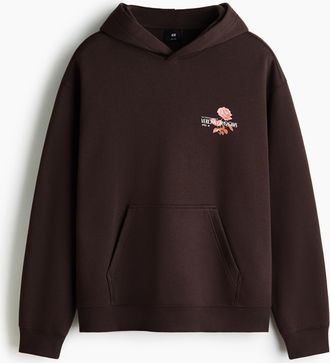 H&M Bedruckter Hoodie in Relaxed Fit - Brown