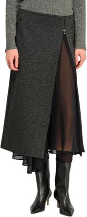 Semicouture Topaz Rok - Dames - Midirokken - Grijs - M - Polyester - Rokken