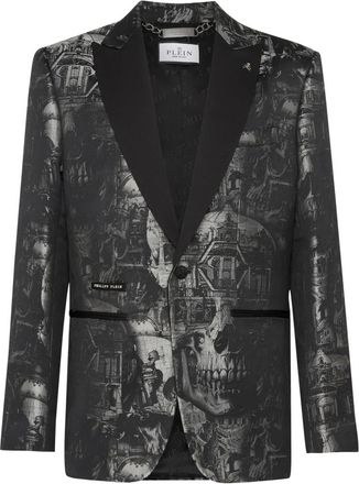 Philipp Plein Jacquard Blazer Lord Fit Skull - Heren - Blazers - Zwart - XL - Polyester - Jassen