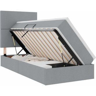 vidaXL Bed with Mattress with LED Light Grey 100 x 200 cm Polyester vidaXL