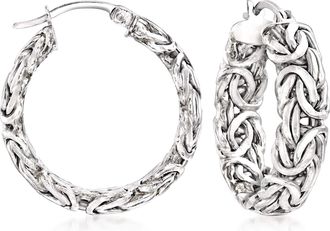 Ross-Simons Sterling Silver Small Byzantine Hoop Earrings