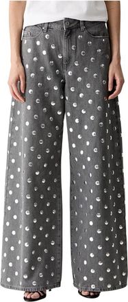 Karl Lagerfeld Wide Jeans - Dames - Loose Fit Jeans - Grijs - W25 - Katoen - Jeans