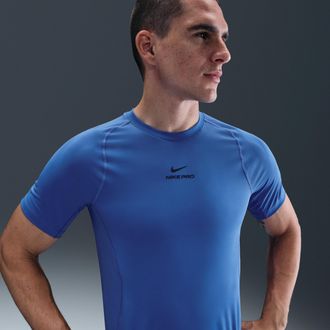 Nike Mens Nike Pro Training Dri-FIT Short-Sleeve Top in Blue | HV0409-411