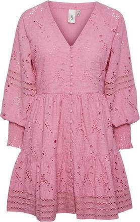 Y.A.S Y.a.s, Kleedjes, Dames, Roze, S, Katoen, Aurora Pink Yasmellanie LS Jurk - Feestjurk